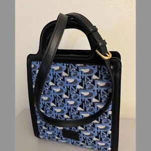 PINKO TOP HANDLE JACQUARD LOGO CROSSBODY LEATHER BAG NEW